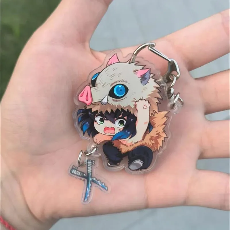 Hot Demon Slayer Tanjiro Kamado Acrylic Keychain Anime Peripherals Cute Cartoons Fashion Jewelry Backpack Pendant Christmas Gift