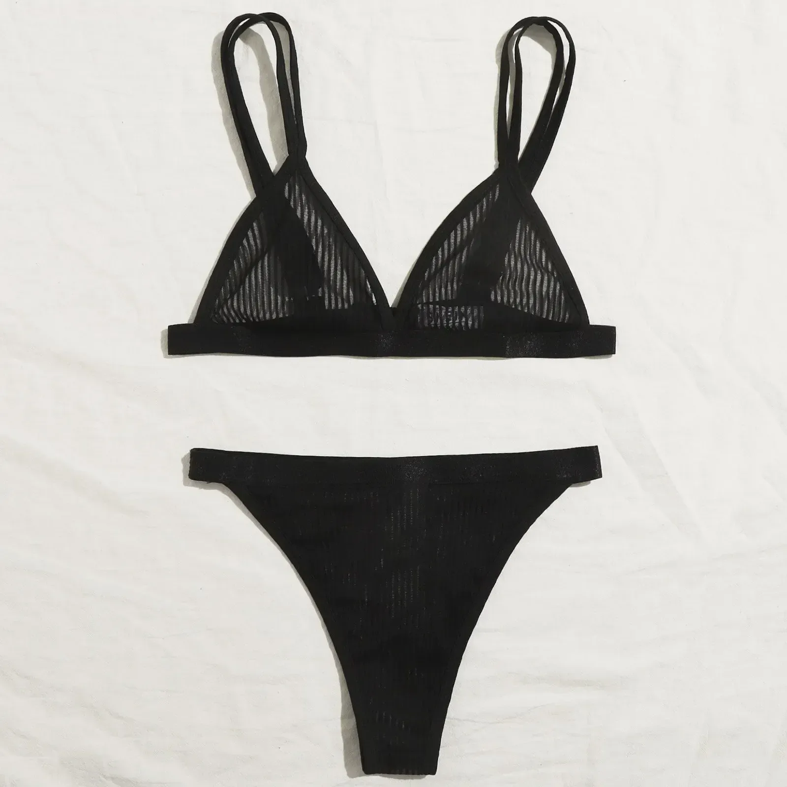 Solid Color Women Bra Set For Women 2PC Underwire Lingerie Set Two Piece Female Thin Shoulder Strap Brassier+Seamless Brief Set