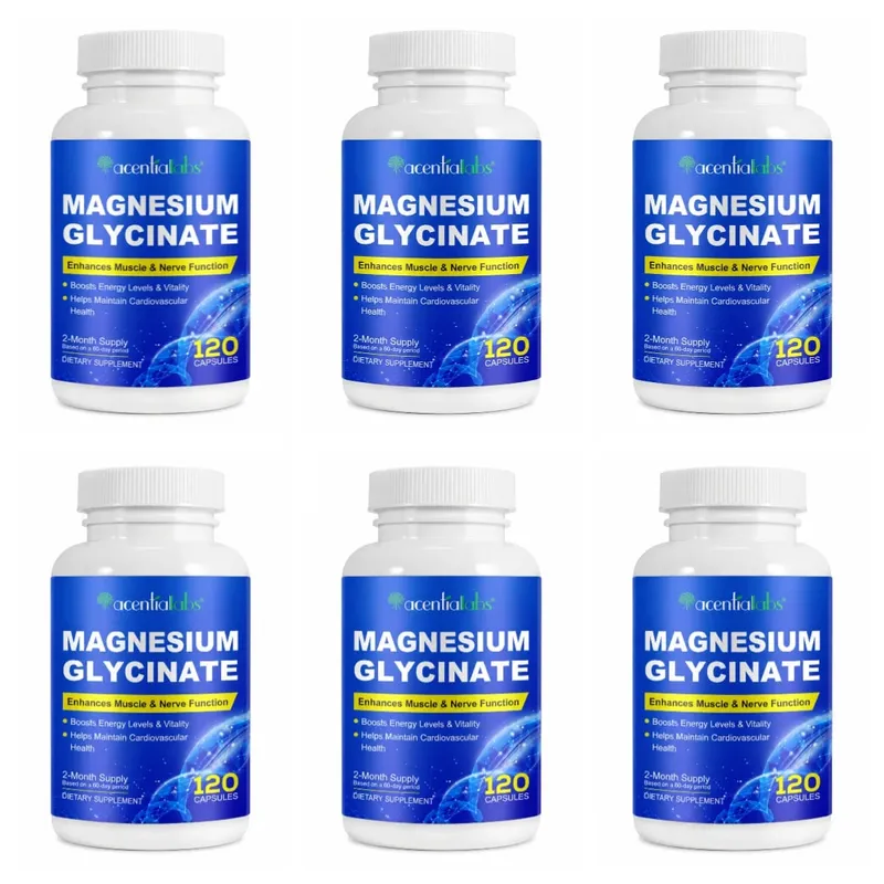 Acentiallabs Magnesium Glycinate 120 Capsules - Pure Organic Vegetarian Supports Bone Health Sleep & Muscle Nerve Support