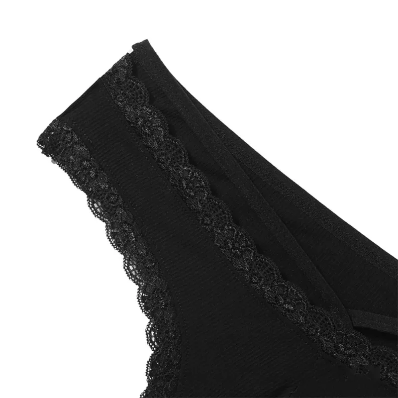 Homens rendas rrim sissy gay sem costura cuecas cueca meados de cintura bulge bolsa lingerie sólida masculina renda borda lingerie — image 10