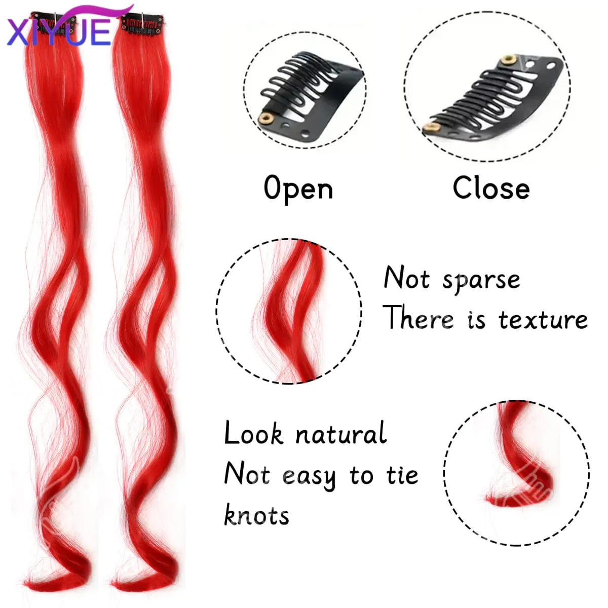 10Pcs Clip In Hair Clip In Wave Curly Hair Purple Red Wavy Hair With Clip In Hair Extension Synthetic 20inch Halloween Christmas