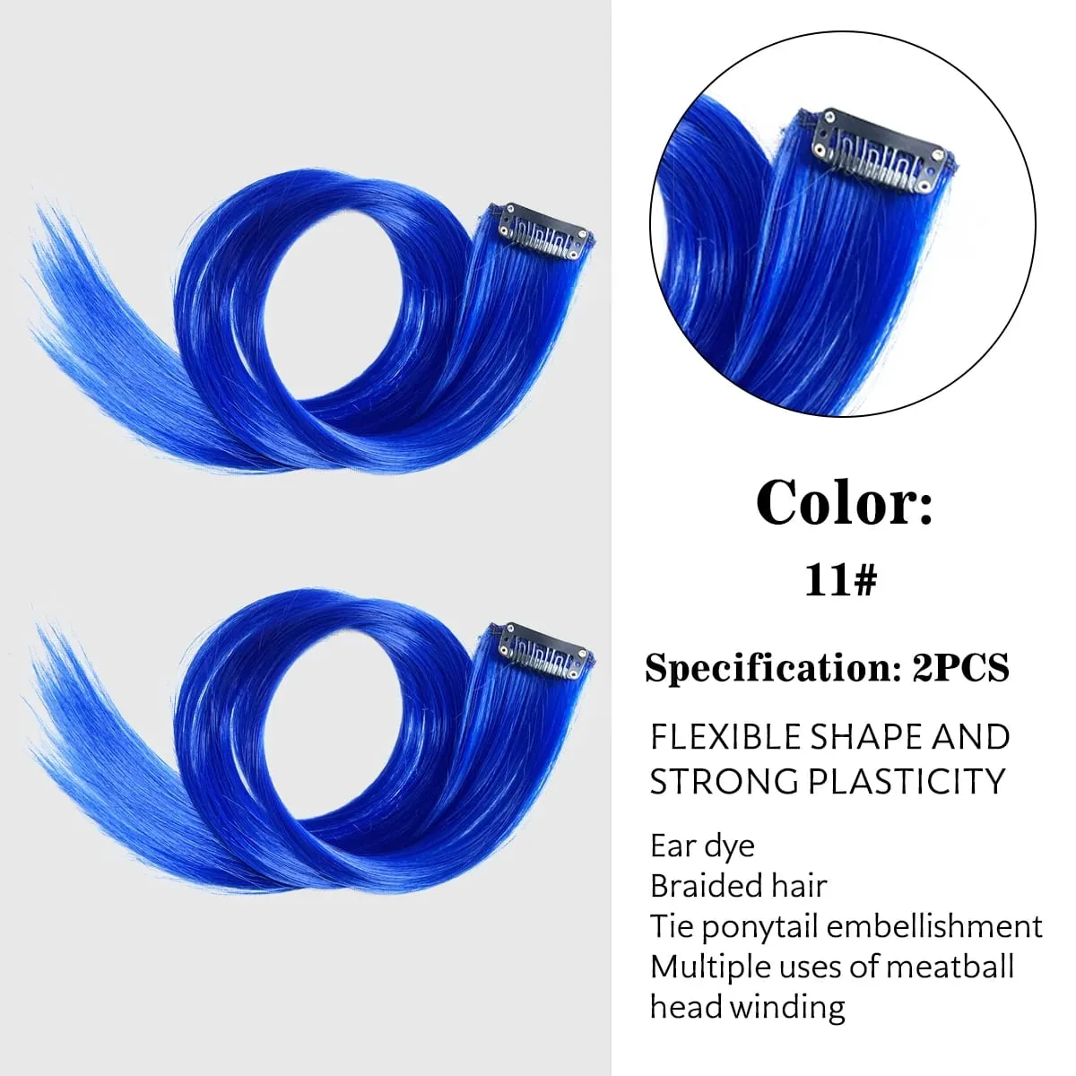 Synthetic Colored Clip In Hair Extensions Straight Highlight Hair Streaks Rainbow Hanging Hair Pieces Hairpiece For Women Party — image 10