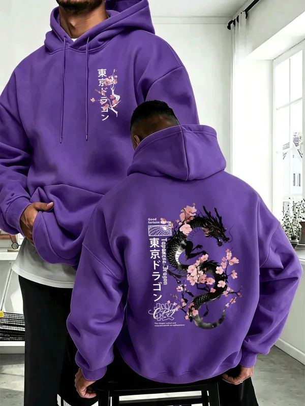 Japanese Tokyo Sword Cherry Blossom Printing Men'S Hoody Autumn Loose Hoodies Casual Fleece Sportswear Comfortable Pullovers