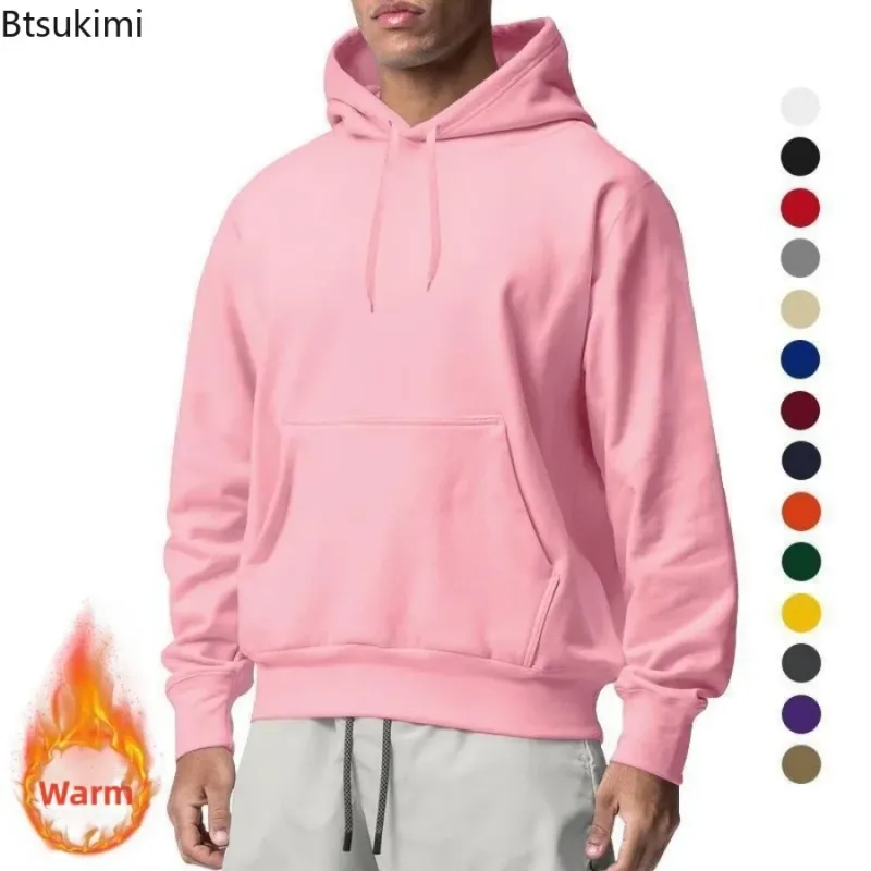 2026 New Men's Fashion Harajuku Hooded Sweatshirts Casual All-match Pullovers Male Streetwear Autumn Winter Fleece Warm Hoodies
