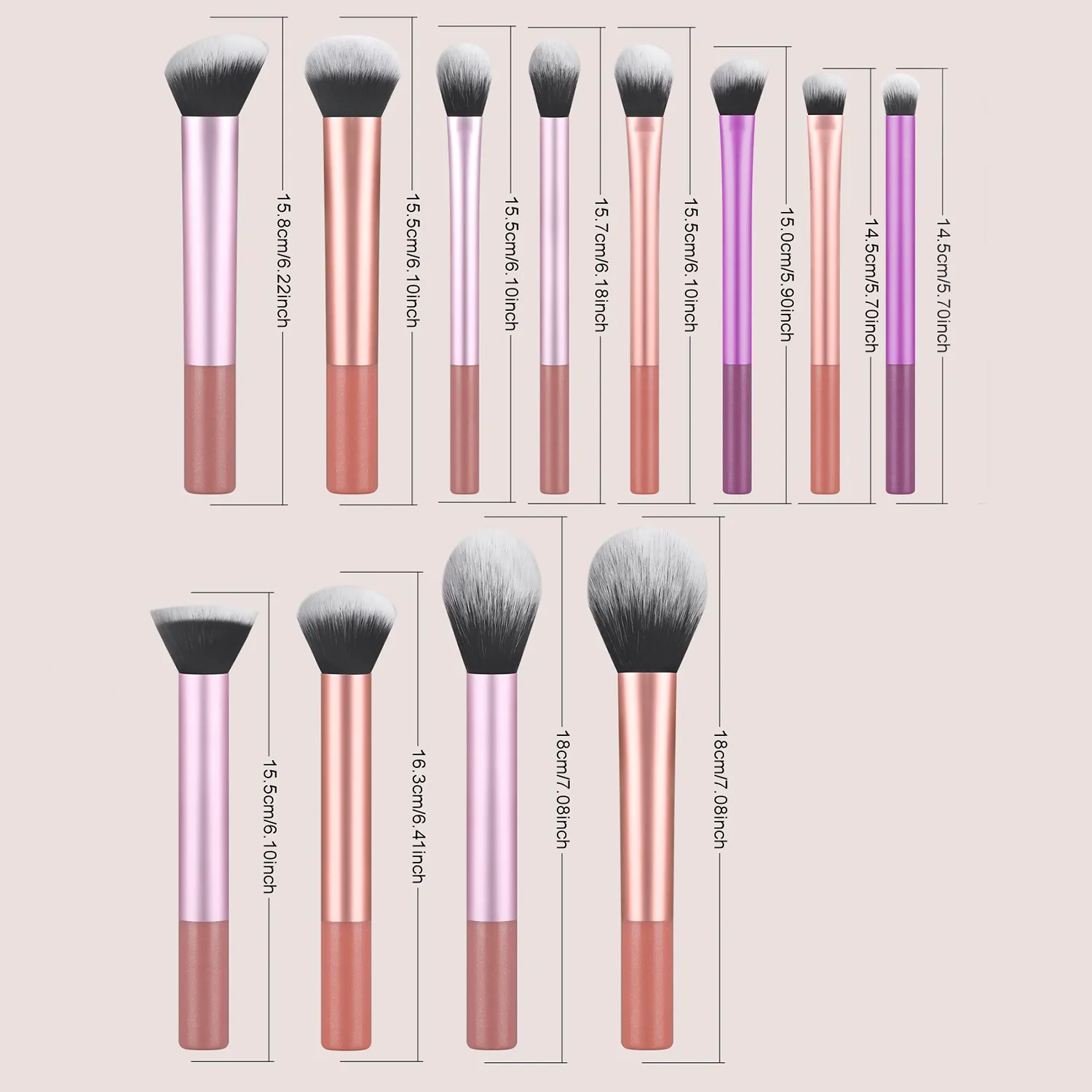 Bộ cọ trang điểm 12 chiếc Bàn chải mỹ phẩm đa chức năng chuyên nghiệp sáng tạo để trang điểm