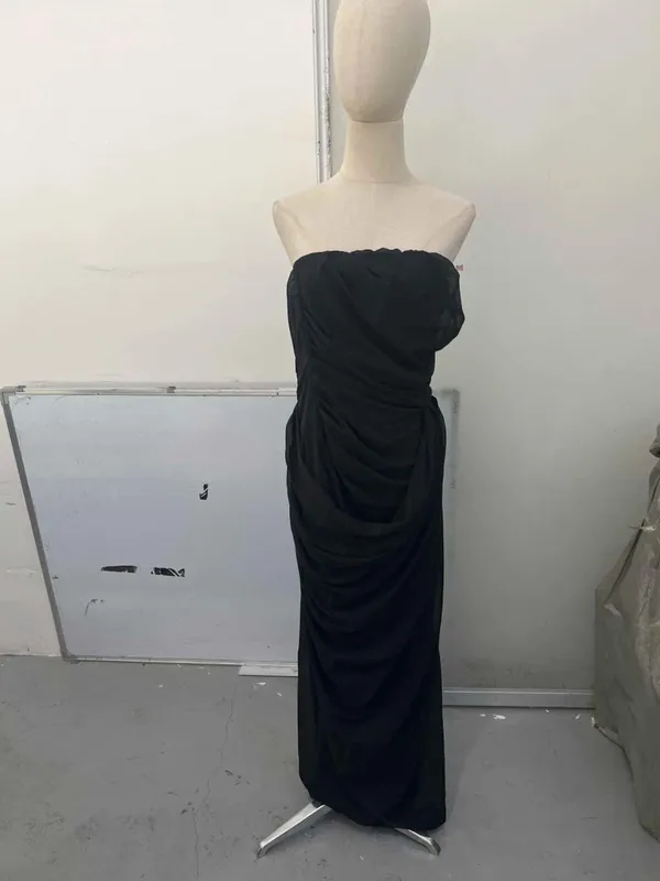 Sexy Solid Pleated Halter Women's Dress Fashion Sleeveless Backless Waist-cinching Split Maxi Dresses 2026 Summer Party Gowns — image 16