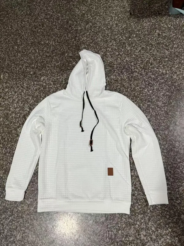 Men's Autumn Winter Jacquard Plaid Hoodie Long Sleeve Casual Pullover Fitness Running Sports Hooded Jacket Activewear Sweatshirt — image 6