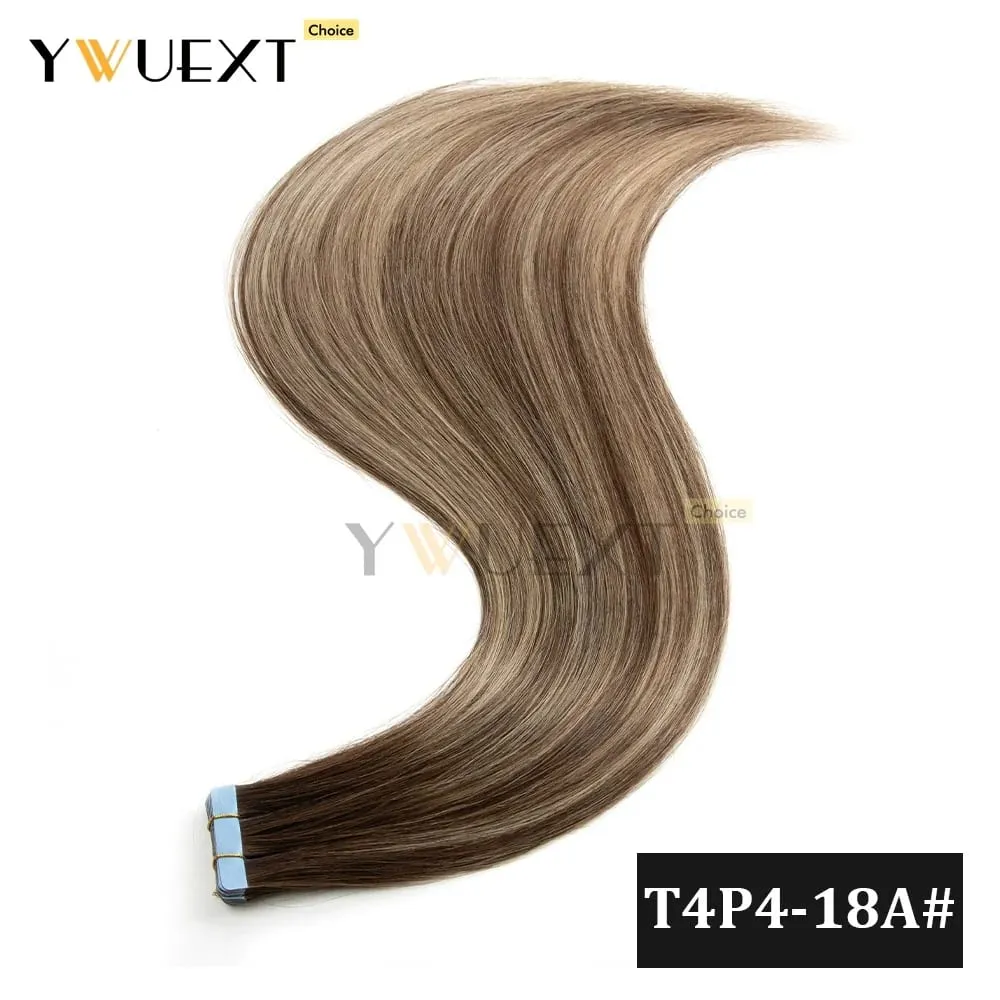 20pcs/Pack Gradient Colors Tape in Human Hair Extensions Add Volume And Length for Women 30g 16-20 inches Salon Quality YWUEXT
