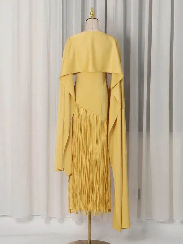 Solid Loose Spliced Tassel Chic Dresses for Women O Neck Sleeveless Luxury Elegant Dress Female Summer Fashion New