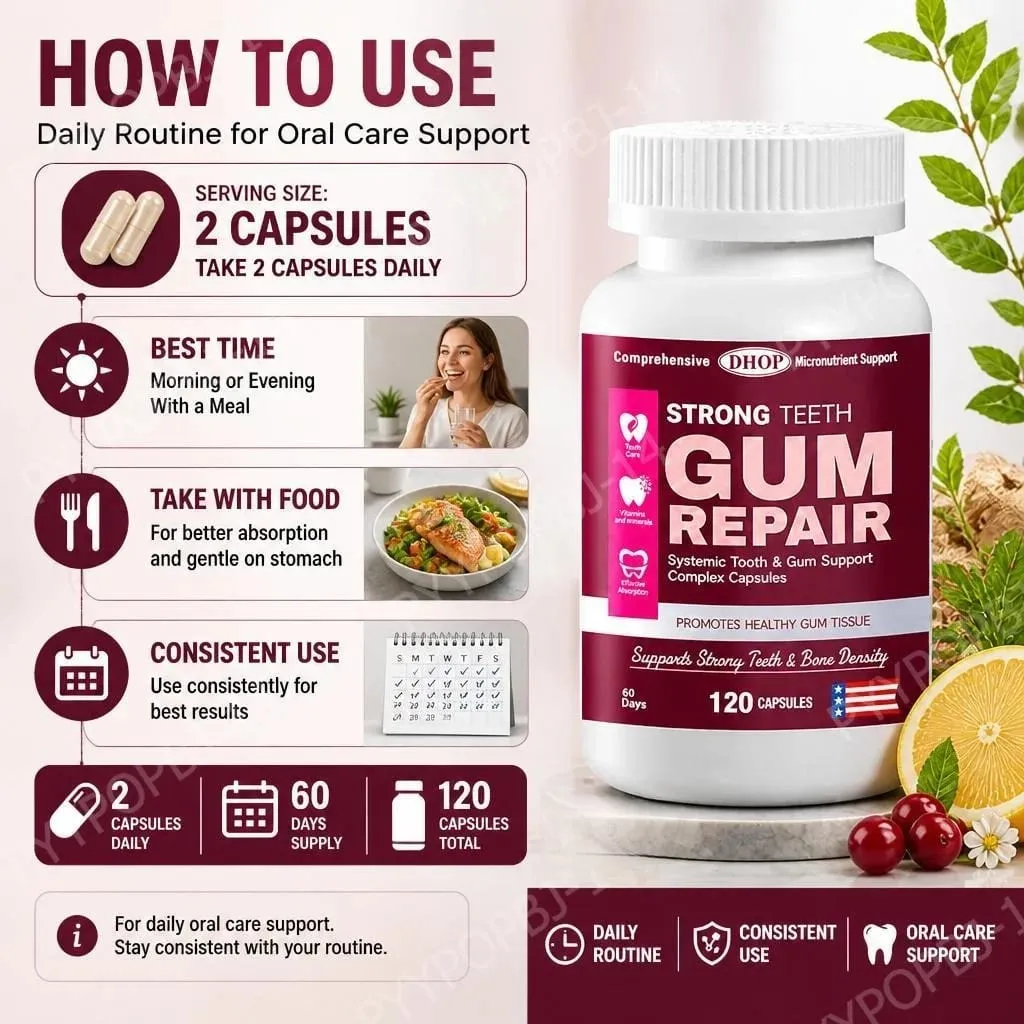 Strong Teeth Capsules Support Tooth Enamel and Gum Tissue Health with Vitamin C Vitamin D3 K2 Calcium and Zinc 120 Capsules