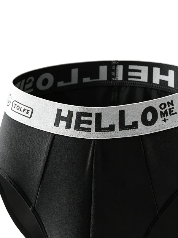 Hello 2-Pack Milk Silk Men's Briefs Seamless Breathable Quick Dry with Graphic Waistband Comfort Underwear Set