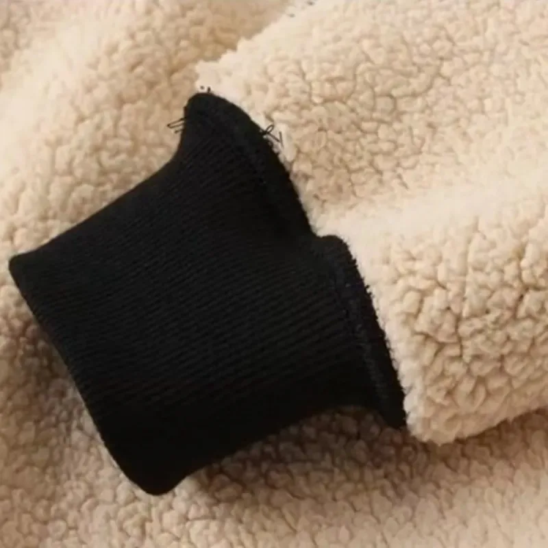 Lamb Fleece Lined Fleece Lined Sweatshirt Thick Warm Thermal Loose Fit Long Sleeve Sweatshirt Autumn Winter Weight