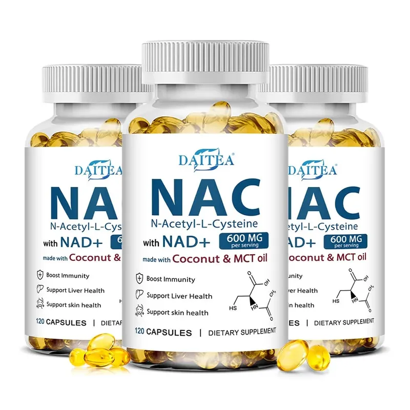 N-Acetyl Cysteine NAC Supplement with NAD+ Antioxidant Support Support Liver Health Skin Health Gluten Free 120 Capsules