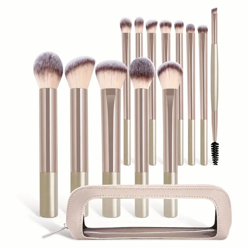 13PCS Makeup Brush Set Soft Bristles for Foundation Blush Loose Powder and Eyelash Grooming Student Essentials Beginner Kit