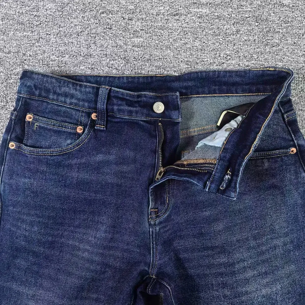 RRL American Retro Elastic Denim Jeans Indigo Washed Thick Straight Cut Wear Resistant Men's mid Waist Zipper Fly Autumn Season