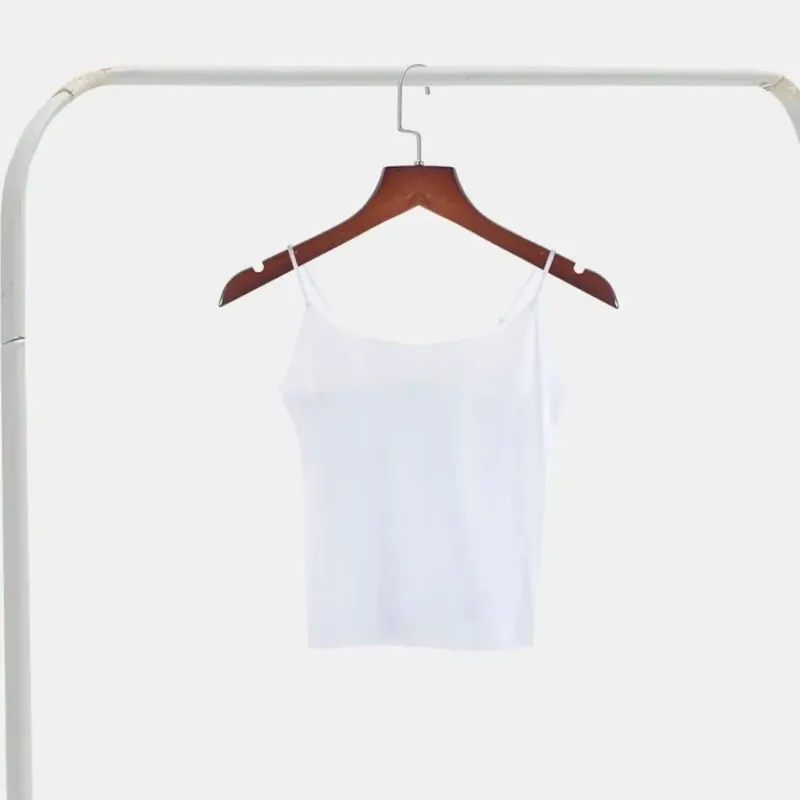 Thin Ice Silk Traceless Sling Tank Top Bralette Crop Tops Strap Skinny Vest Tops Solid Color Slim Fit Sleeveless Camisole Women