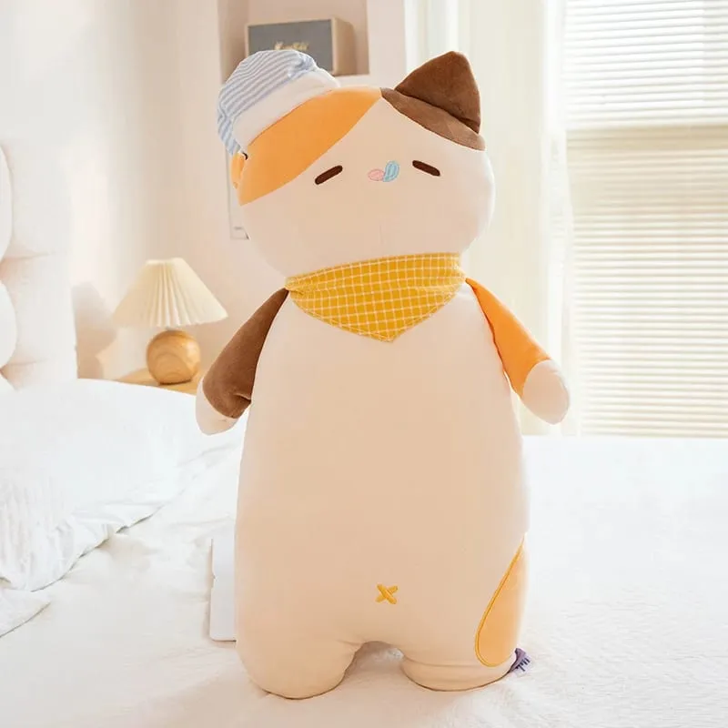 58cm Cute Sweet Dream Good Night Cat Throw Pillow Three Flowers Siam Coal Briquette Cat Doll Soft Stuffed Friend Gift