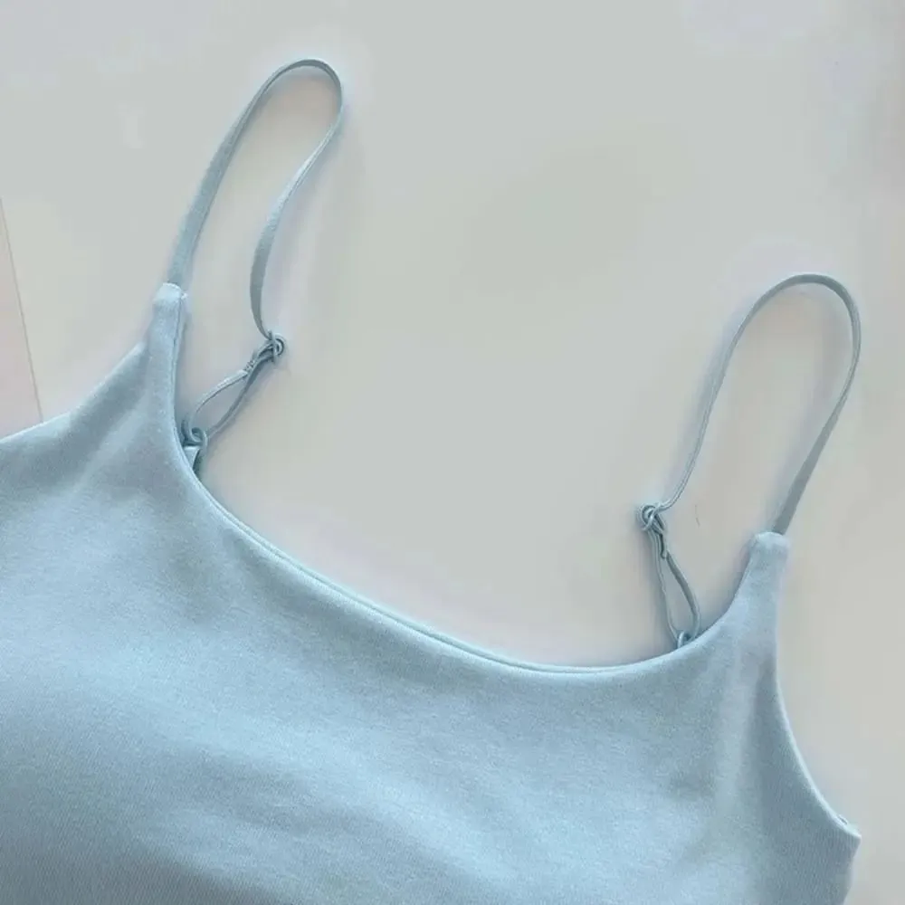 Simple Sleeveless Suspender Vest Slim With Padded Cups Camisole Underwear Short Vest Sports Activities