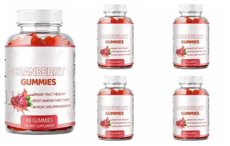 Cranberry Gummies for Urinary Tract Health Support with Vitamin C 40 Mg and Vitamin E 2.7 Mg 60 Gummies