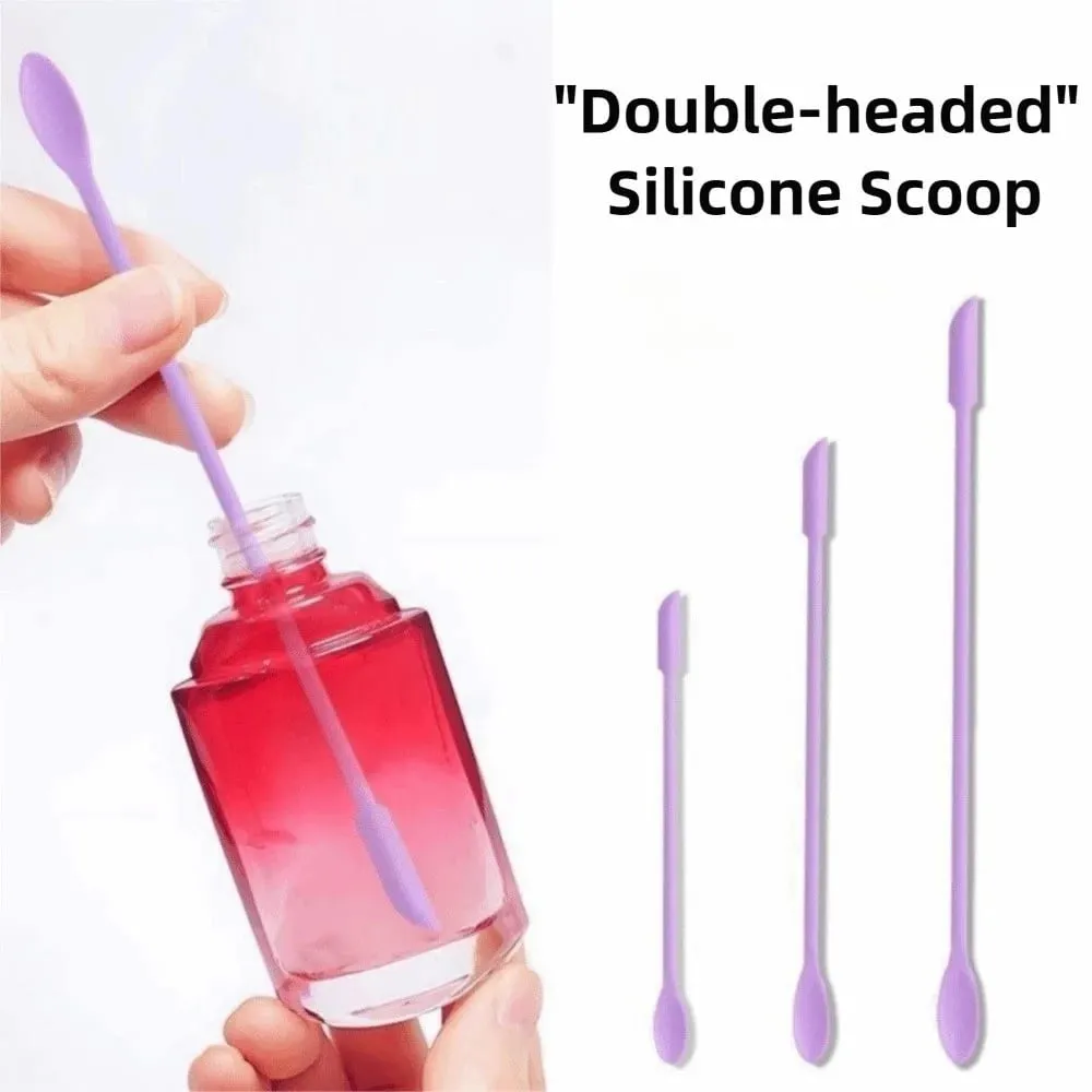 3pcs Portable Mini Silicone Scraper Double-head Lengthened Face Mask Brush Soft Jam Scraping Spoons Makeup Brushes Set