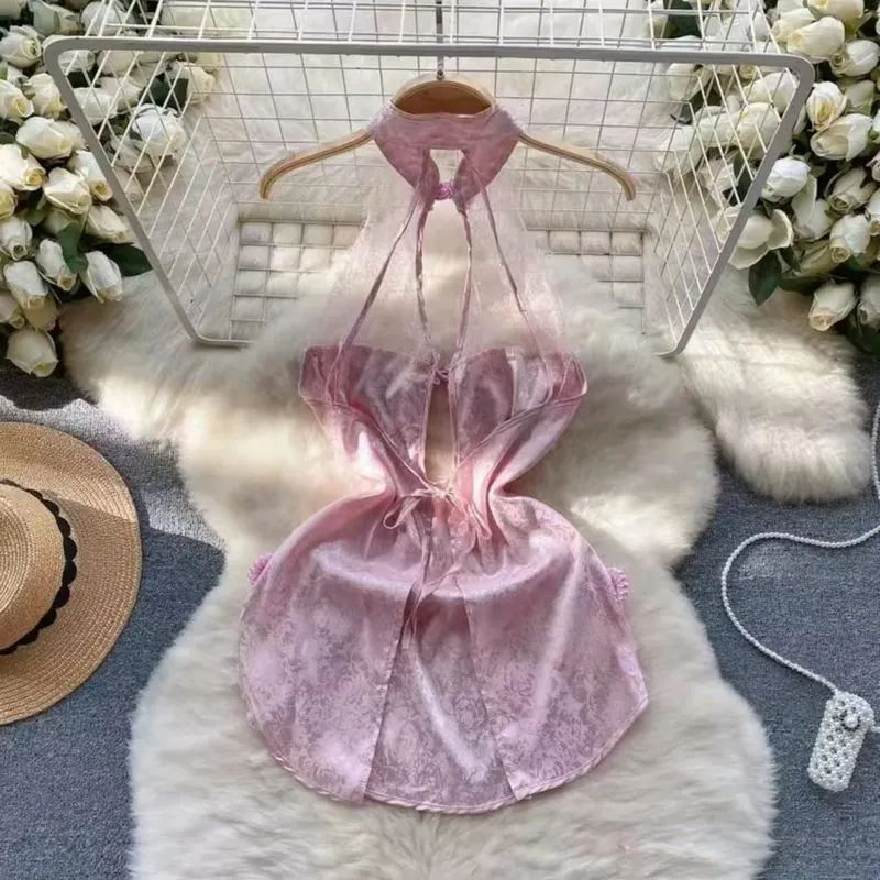 Women Sensual Lace Dress Women V-Neck Open crotch Slim Comfortable Dress Fashion Breathable Sheer Mesh Short Dress New