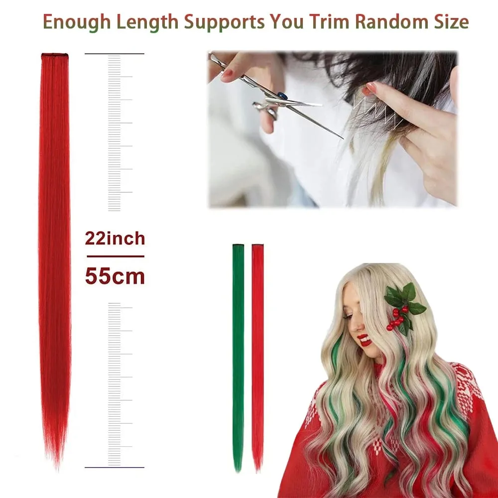 12Pcs Clip In Hair Extensions 22 Inch Synthetic Color Extensions Women's Exclusive Long Straight Style Multiple Colors Available