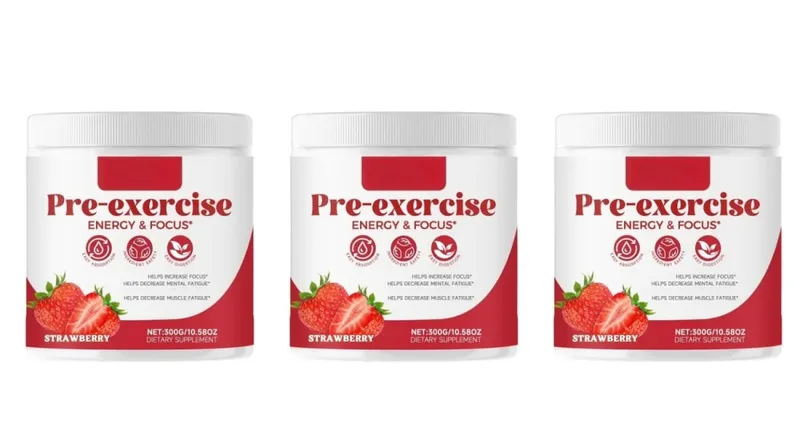 ผงก่อนการออกกำลังกาย Energy and Focus Support Support Muscle Recovery รสสตรอเบอร์รี่ Daily Health Care 300g
