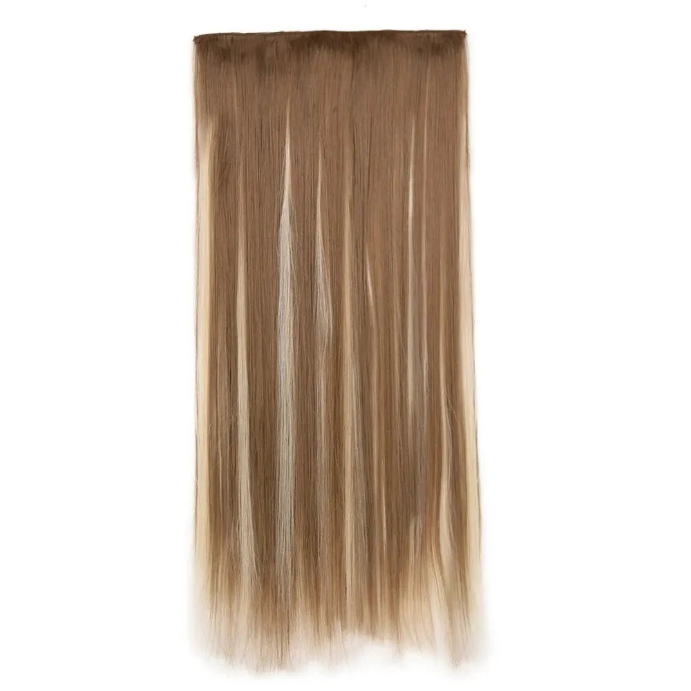 Synthetic Natural Synthetic Hair Extensions 5 Clip In Artificial Fake Ombre Blonde Brown Black Pink Straight False Hair Piece — image 27