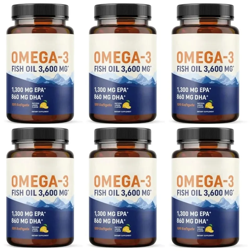 Omega-3 Fish Oil 3600mg EPA DHA 120 Softgels Non-GMO Dietary Supplement Supports Heart Brain Eye Joint Health Immune System