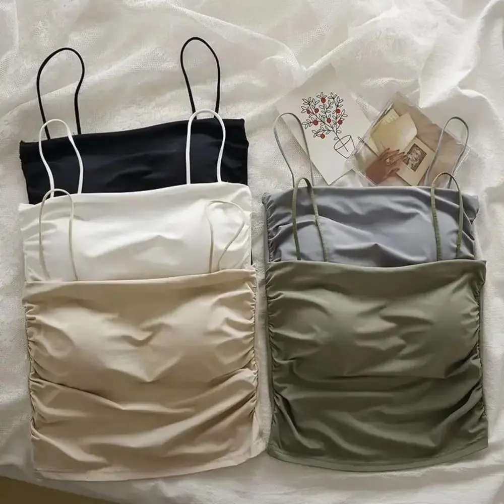Square Collar Women's Vest with Breast Pads Free Size Beautiful Back Underwear Anti-light Fixed Cup Slim Back Slim Sling Summer — image 2