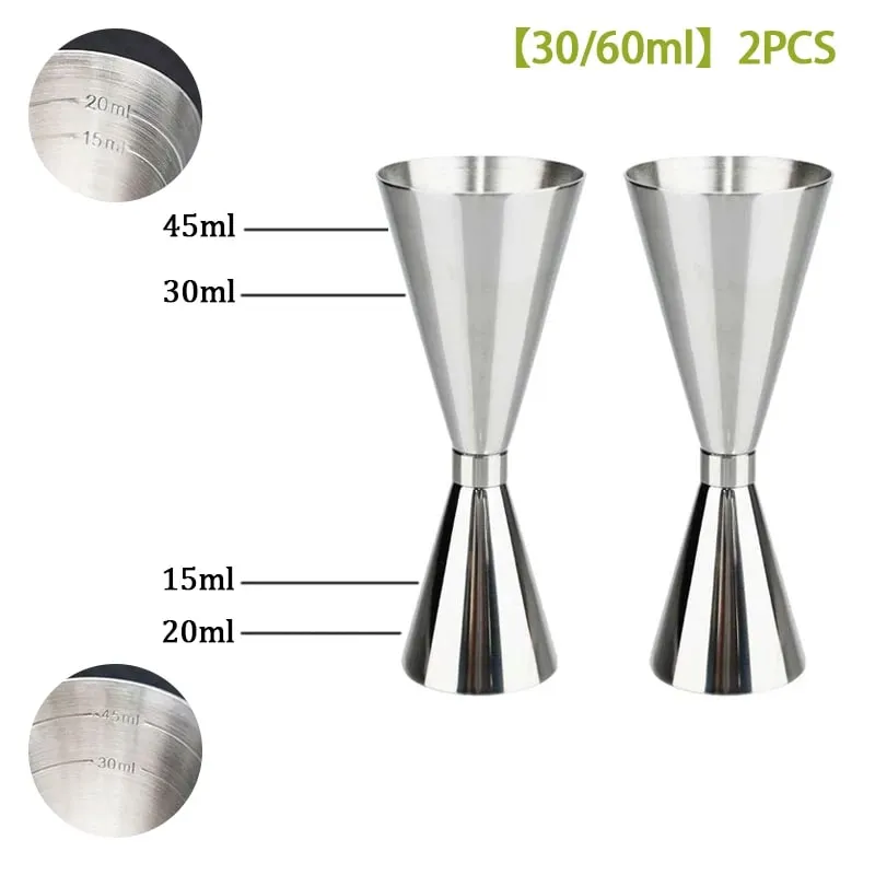 30/45/60/90ml Measuring Cup 304 Stainless Steel Measure Cup Cocktail Shot Drink Spirit Jigger Mixed Beaker Liquid Measuring Cups — image 12