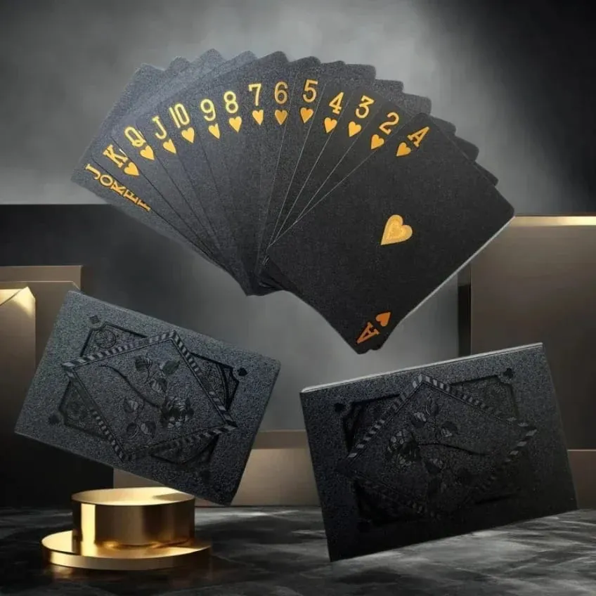 -Color Black Gold Playing Card Game Card Group Waterproof Poker Suit Magic Dmagic Package Board Game Collection Entertainment — image 2