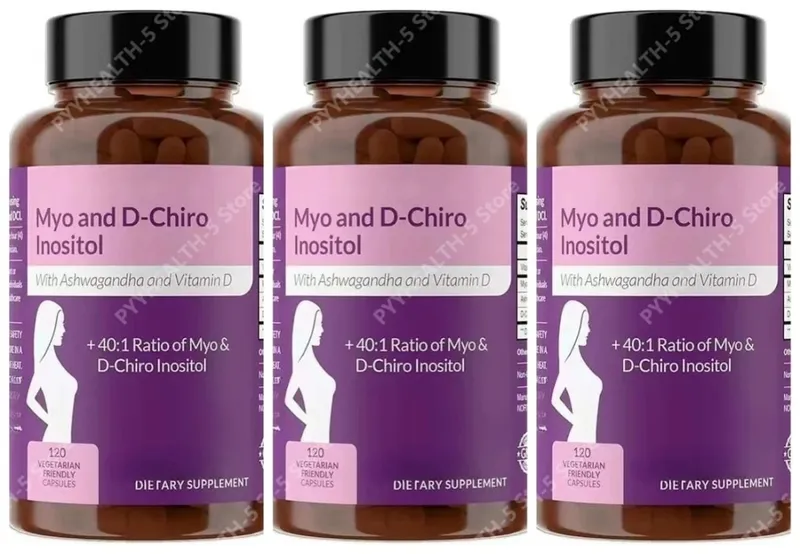 40:1 Myo-Inositol- und D-Chiro-Inositol-Kapseln Vitamin D3 Ashwagandha 120 Stück tägliche Wellness-Ergänzung