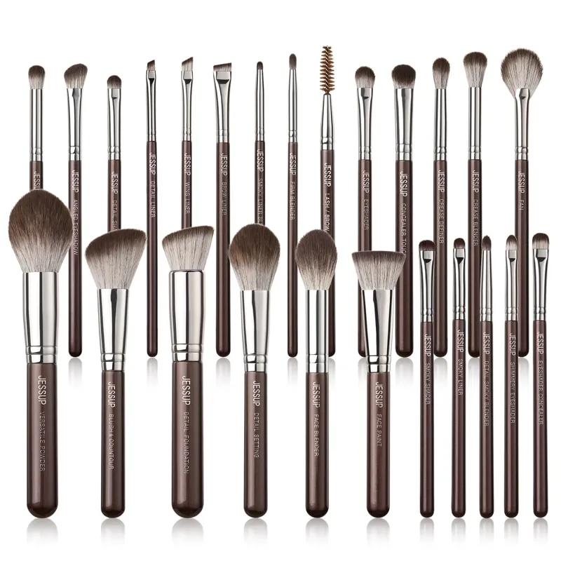 Jessup Professional Makeup Brushes Set 6-25pcs Makeup Brush Natural Synthetic Foundation Powder Highlighter Pearl White T215