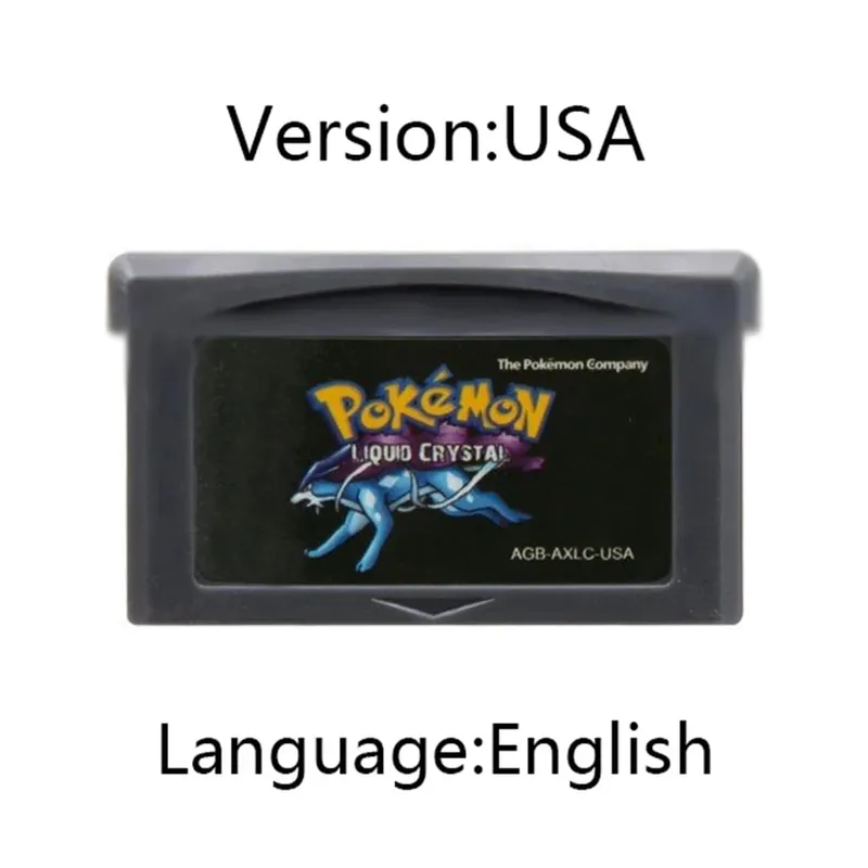 GBA Pokemon Game Cartridge 32-Bit Video Game Console Card AshGray Liquid Crystal Light Platinum Moemon Emerald Engelsk sprog