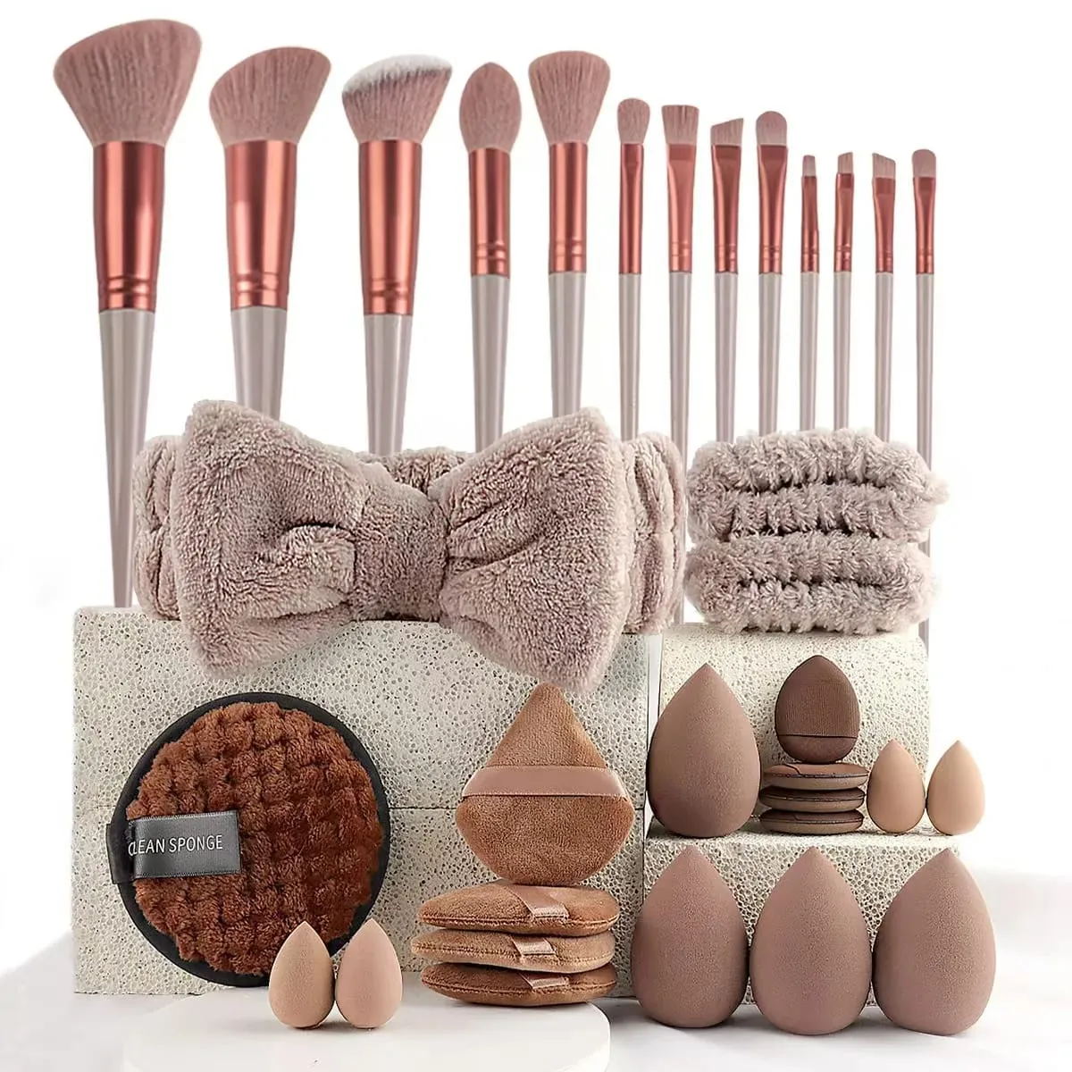 33pcs beauty set makeup kit large and small beauty sponges for flawless makeup application and removal of makeup full set