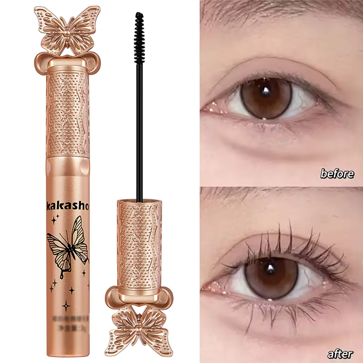 Kakashow Silk Fiber Matte Mascara Makeup แปรง Ultra-Fine ช่วยให้ขนตายาวกันน้ำ Fast Dry Black Curling