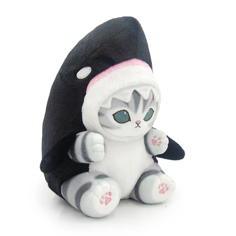 27cm Mofusand Shark Cat Plush Toys Cute Cartoon Stuffed Animals Doll Soft Kawaii Anime Cat Hugging Plush Pillow