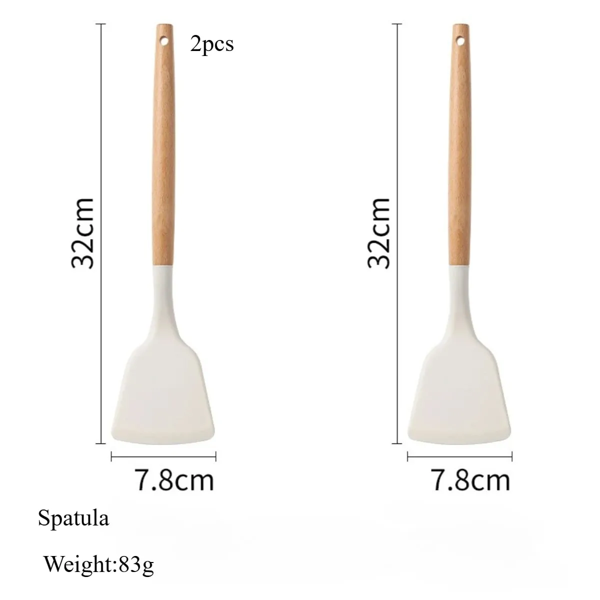 2/12Pcs White Silicone Kitchen Utensils Set with Wooden Handle Cookware Spatula Heat Resistant Non-stick Kitchen Cooking Tools