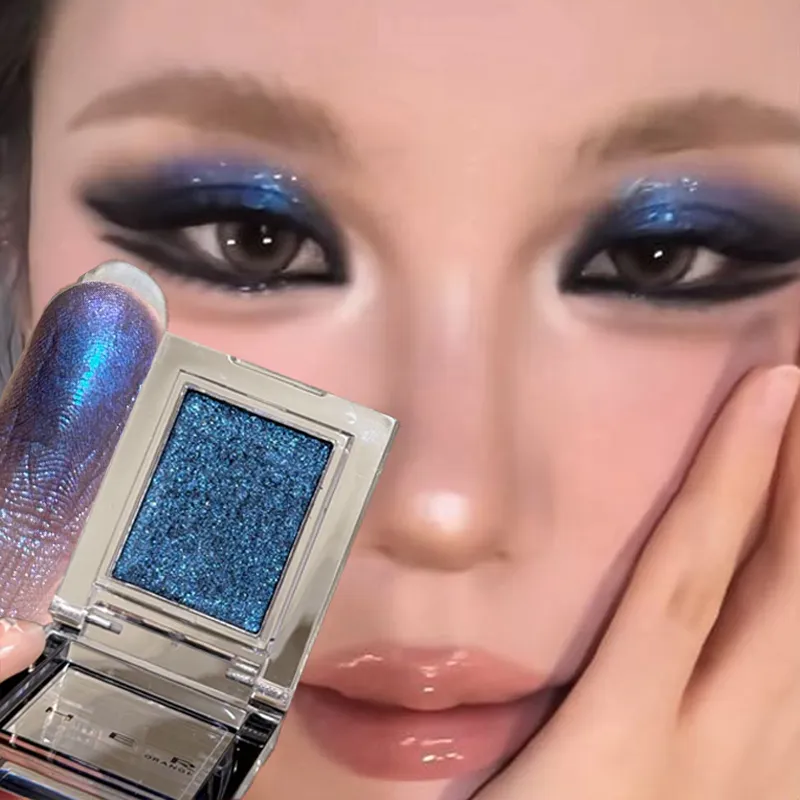 Monochrome Blue Metallic Eyeshadow Diamond Glitter Green Eye Shadow Highlighter Palette Sparkling Pearlescent Purple Eyes Makeup
