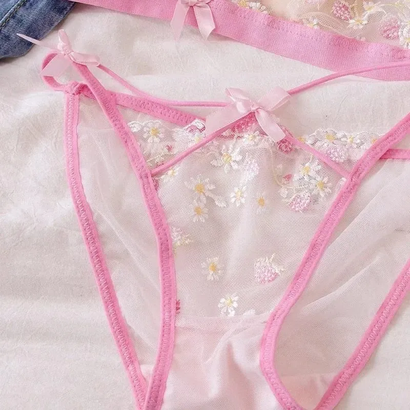 Conjunto de bralette de renda sexy para mulheres copo triangular sem fio lingerie confortável