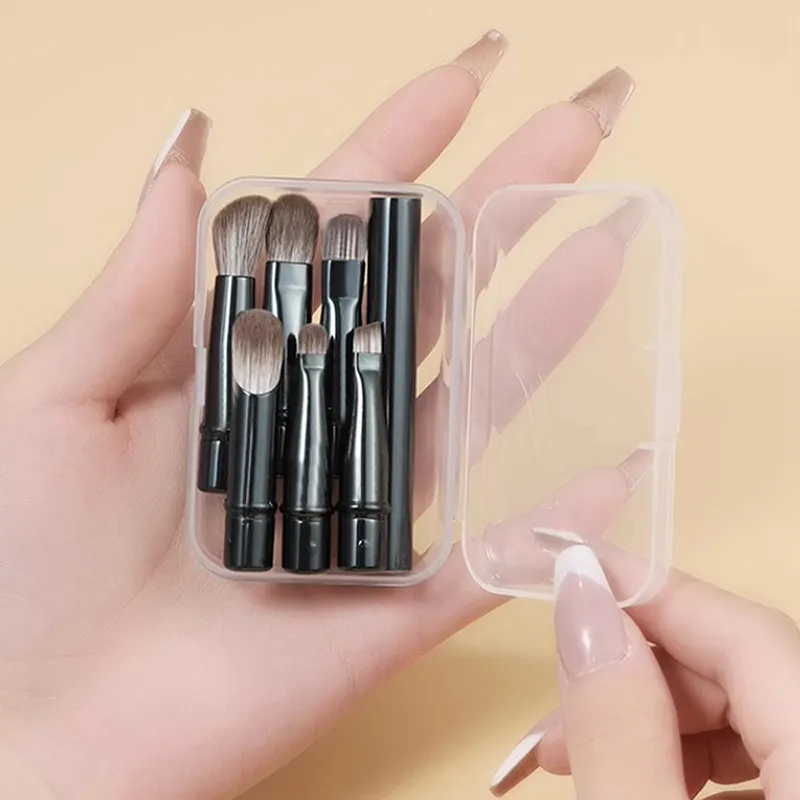 Ensemble de Mini pinceaux de maquillage de voyage, avec boîte, Portable, poudre cosmétique, fond de teint, Blush, correcteur, outils de maquillage, 6 pièces