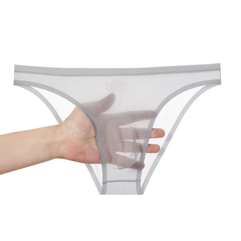 Seamless Quick Drying Men Briefs Underwear Solid Color Ice Silk Ultra-thin Underpants Sexy Breathable 3D Pouch Panties Undies