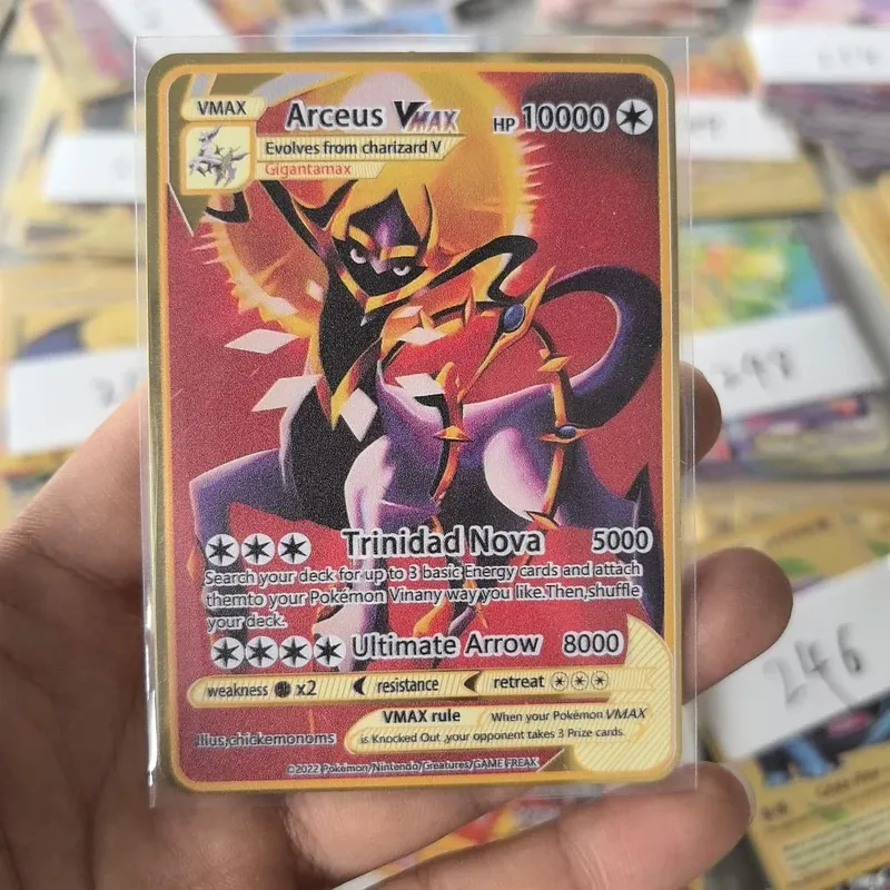 10000HP Charizard Vmax Pokemon Cards Metal English Card Arceus GX Vstar V Golden Limited Kids Gift Game Battle Collection Cards