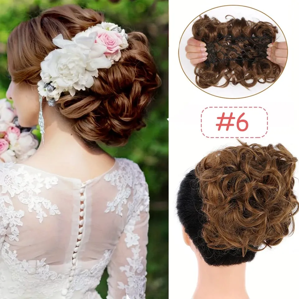 Synthetic LARGE Comb Clip In Curly Hair Extension Chignon Hair Pieces Women Updo Cover Hairpiece Extension Hair Bun