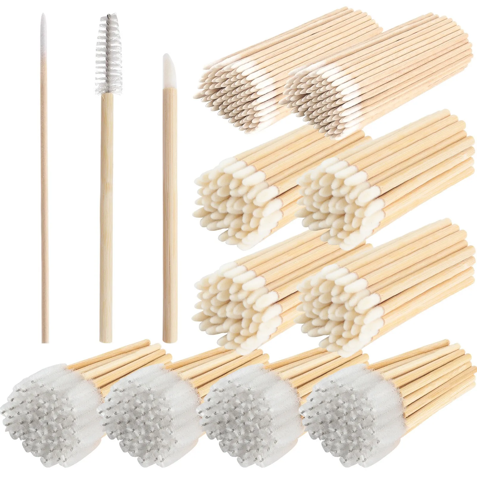 50pcs Bamboo Stick Disposable Flocked Lip Brushes Portable Lip Gloss Applicator Wands Lipstick Makeup Lash Tattoo Beauty Tools