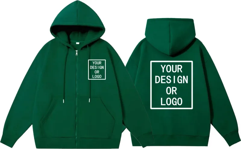Personalizza il tuo design Logo del marchio/immagine Personalizzata personalizzata Uomo Donna Felpe con cerniera fai-da-te Felpa con cappuccio casual Nuovo pullover