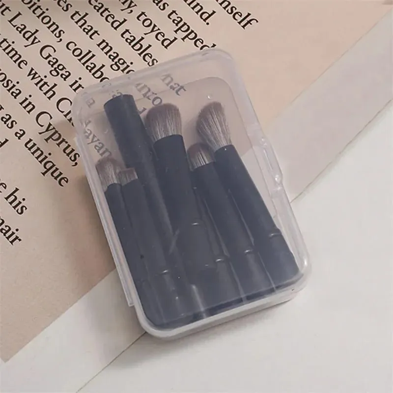 6 pièces Mini pinceaux de maquillage de voyage ensemble avec boîte Portable poudre cosmétique fond de teint Blush mélange correcteur maquillage pinceaux ensemble