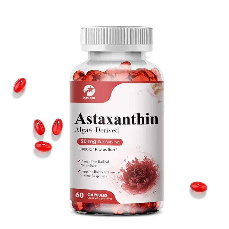 Les capsules d'astaxanthine Kexinsh 20 mg favorisent la santé cardiovasculaire et accélèrent le métabolisme, favorisant la santé des articulations et de la peau