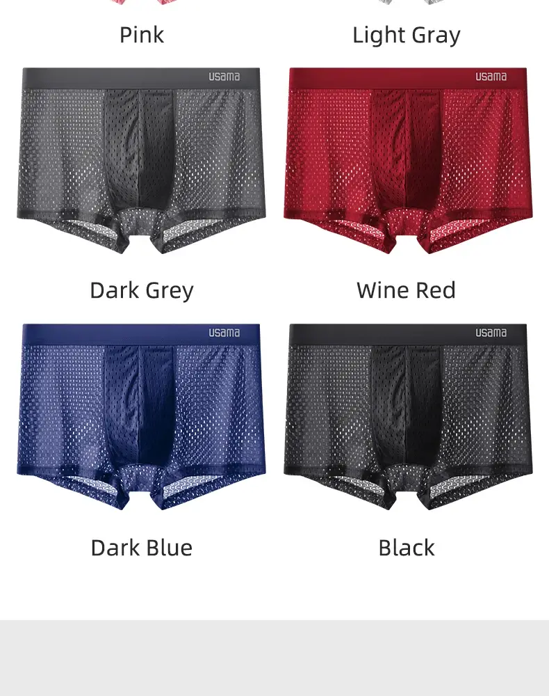 5pcs Men's Boxer Shorts Ice Silk Underwear Plus Size Underpants Cool Breathable Sexy Slim Panties Mesh Lingerie Wholesale Lots